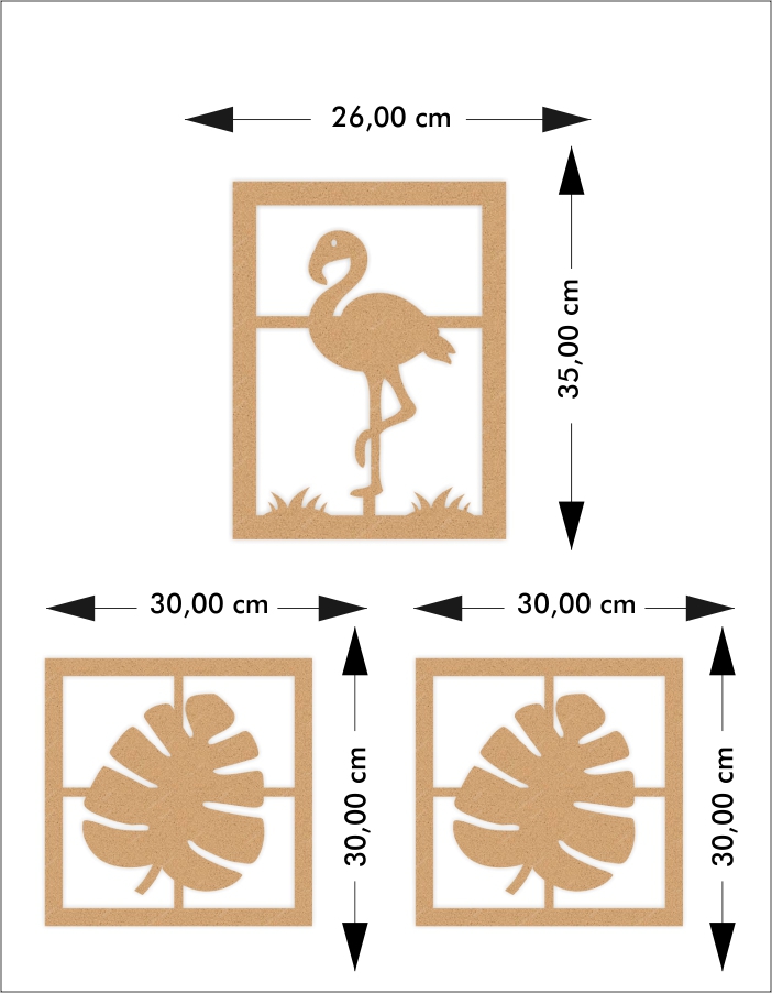 Ahşap%20Flamingolu%203’lü%20Set