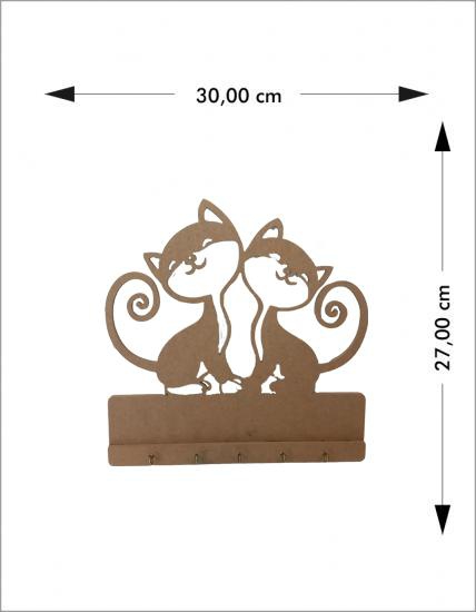 Ahşap Kedili Anahtarlık