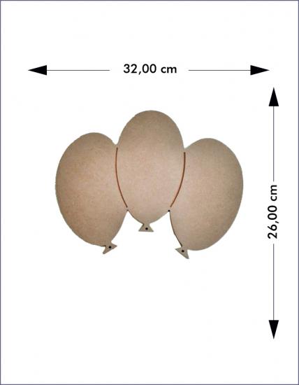 Boyanabilir Ahşap Üçlü Balon Duvar Süsü