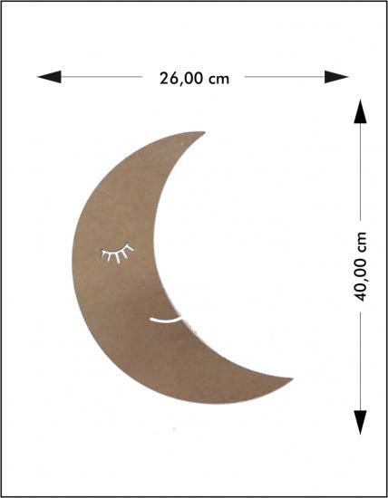 Ahşap Boyanabilir Gülen Ay Duvar Süsü