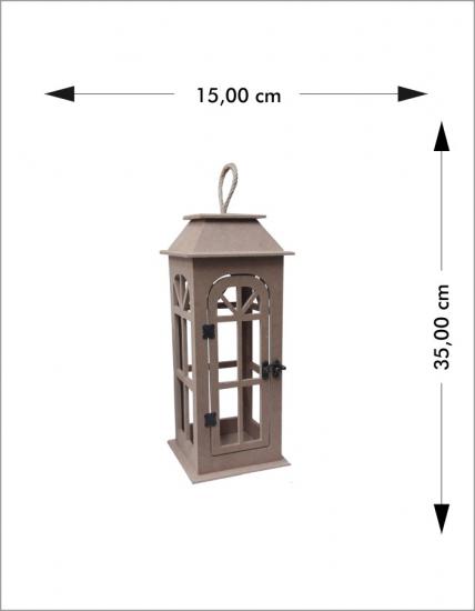 Ahşap Boyanabilir Üstü Ahşap Fener 