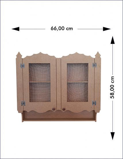Ahşap Boyanabilir İki Kapaklı Telli Dolap