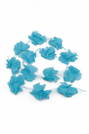 Lazer Kesim Şerit Çiçek Mavi