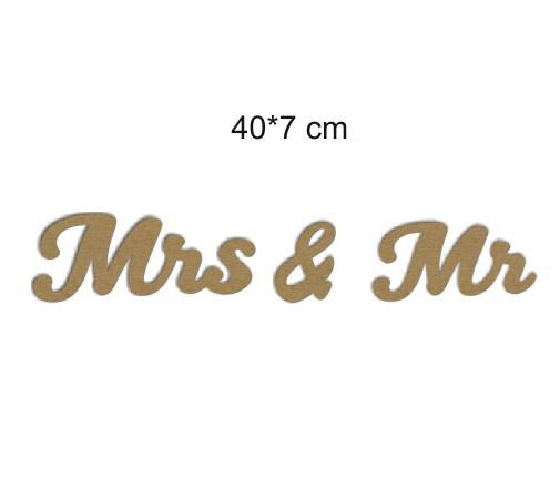 Ahşap Boyanabilir Mr & Mrs Yazısı